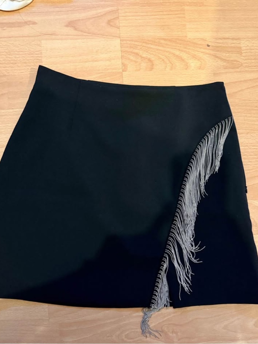 & Other Stories Black Mini Skirt with Silver Fringe